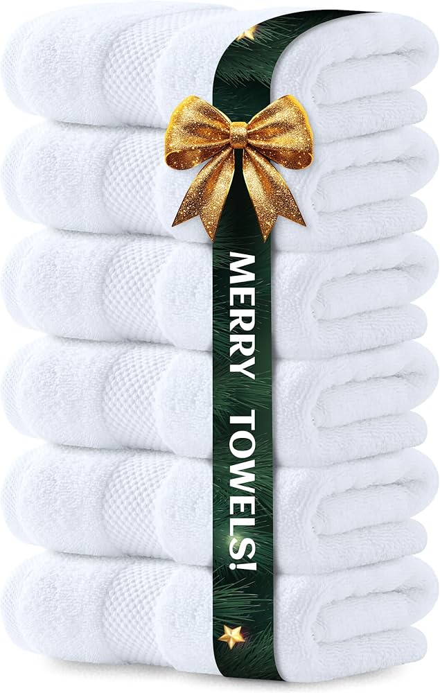 Luxury White Hand Towels - Soft 100% Turkish Cotton | Highly Absorbent Hotel spa Bathroom Towel Collection | 16x30 Inch | Set of 6
