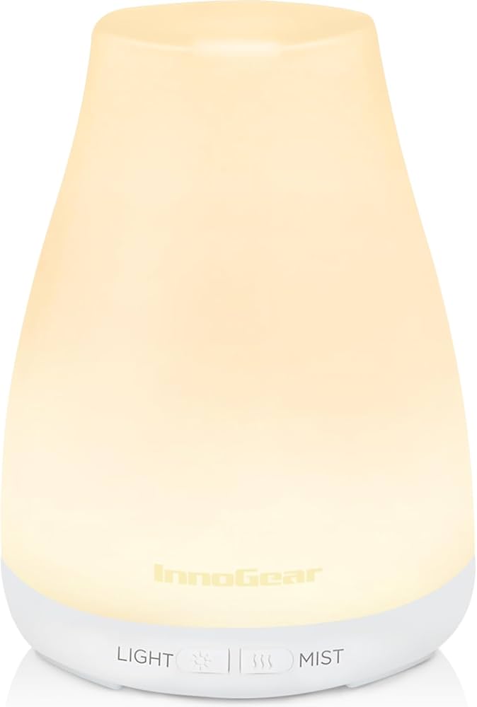 InnoGear Oil Diffuser, 150ML Ceramic Diffuser for Essential Oils Handcrafted Aromatherapy Diffuser Ultrasonic Cool Mist Humidifier with 2 Mist Modes Waterless Auto Off for Room Office, White