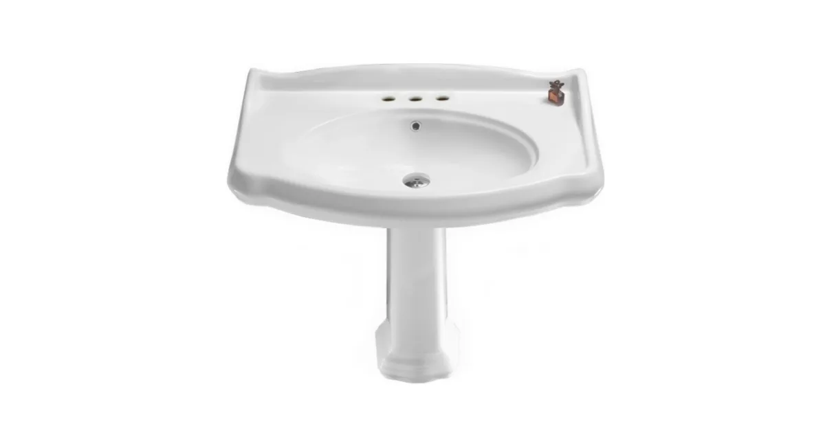Nameeks Cerastyle 030400-ped-three Hole Cerastyle 39-2/5" Ceramic Pedestal Bathroom Sink With Three Faucet Holes - Includes Overflow