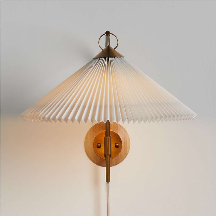 Flores Plug In Wall Sconce Light With Pleated Shade