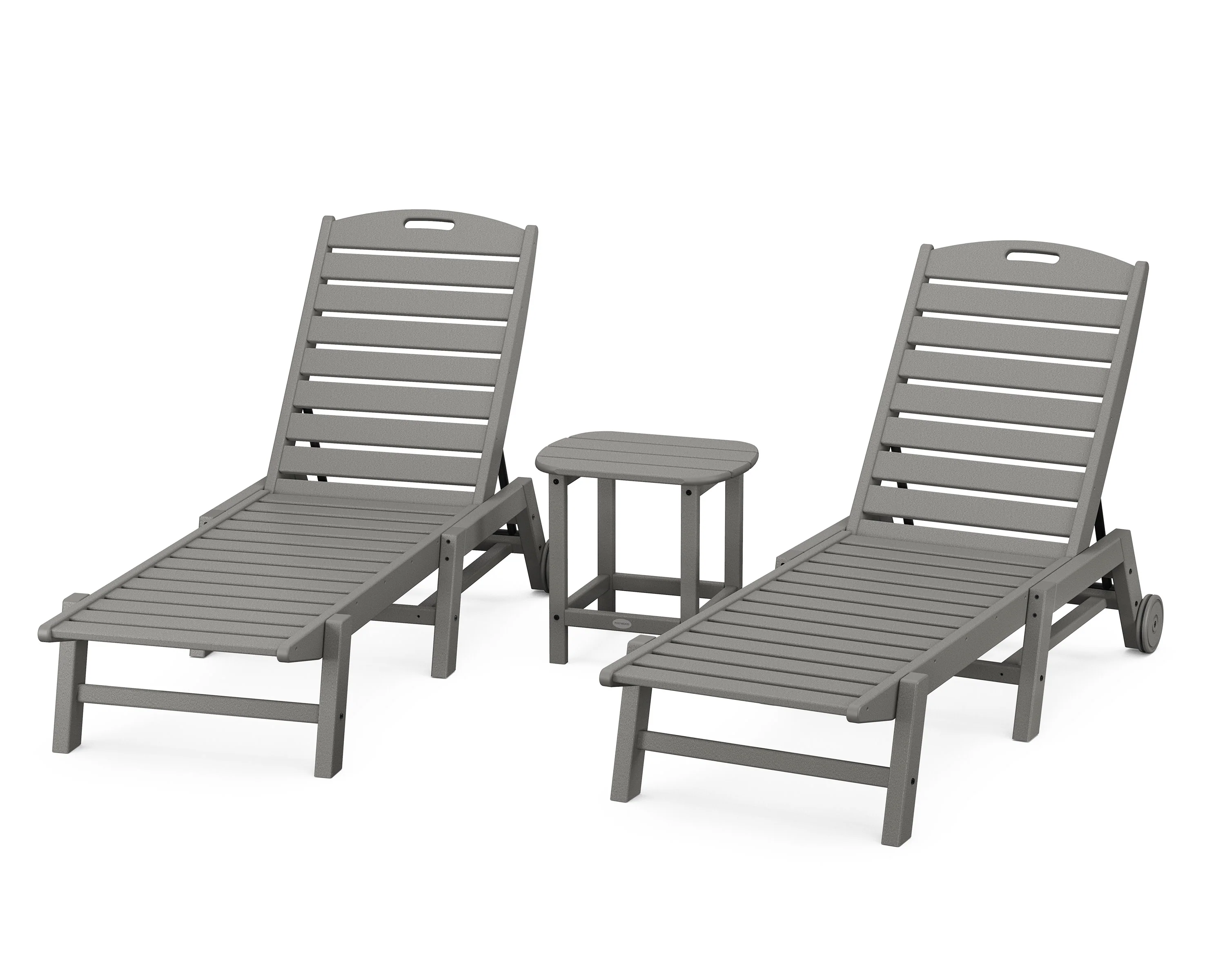 Nautical 3-piece Chaise Lounge With Wheels Set With South Beach 18" Si