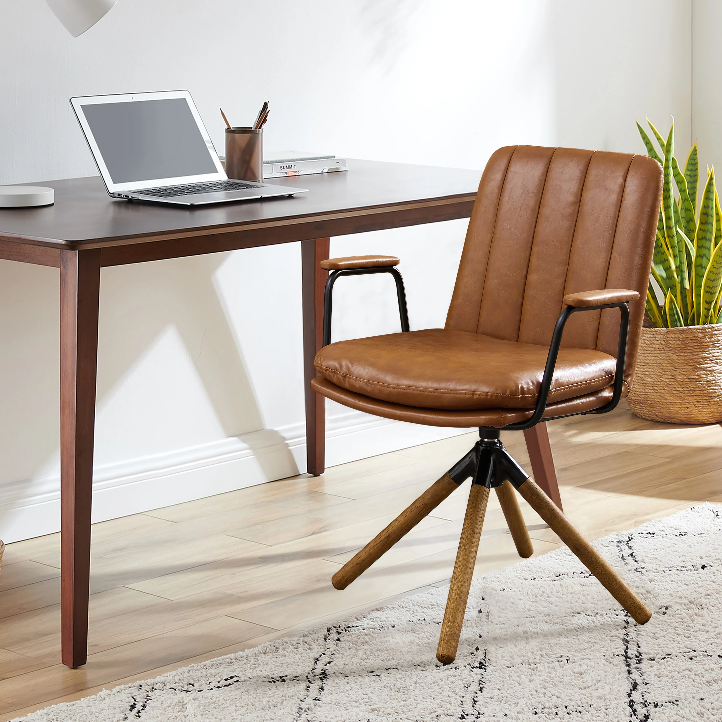 Jadd Swivel Faux Leather Home Office Task Desk Chair