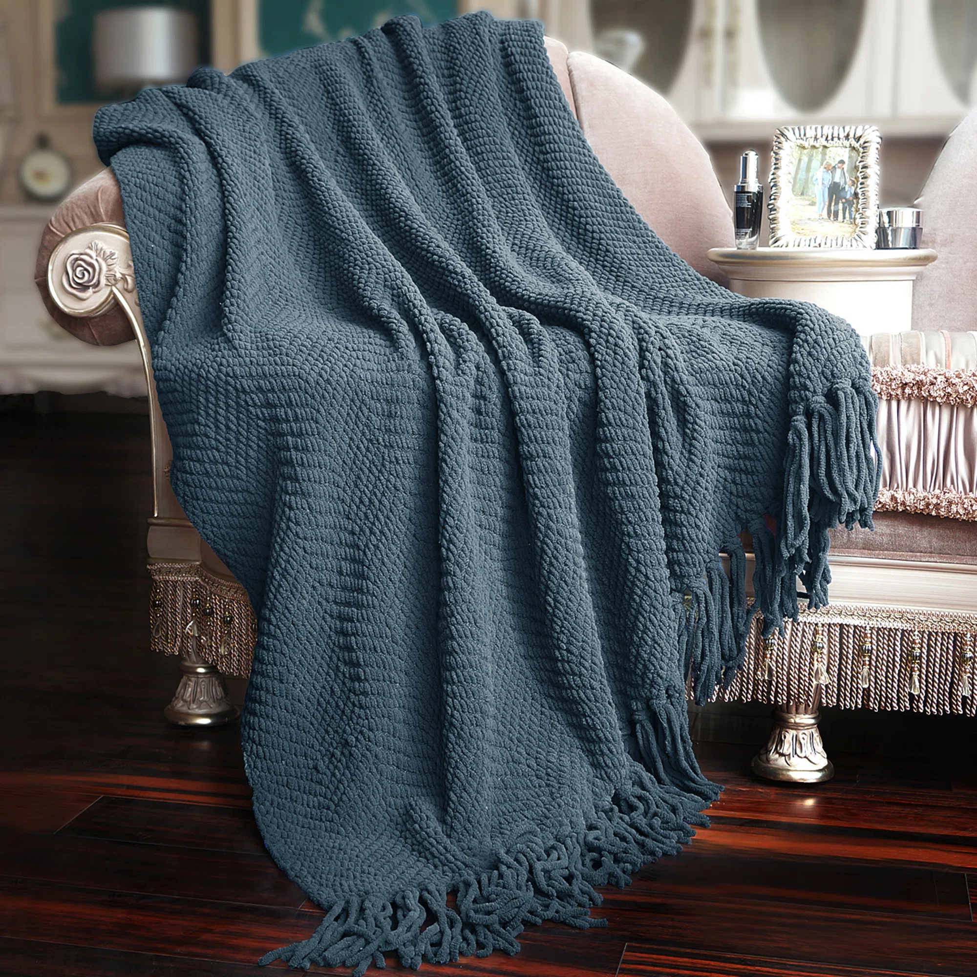 Tweed Knitted Throw Blanket