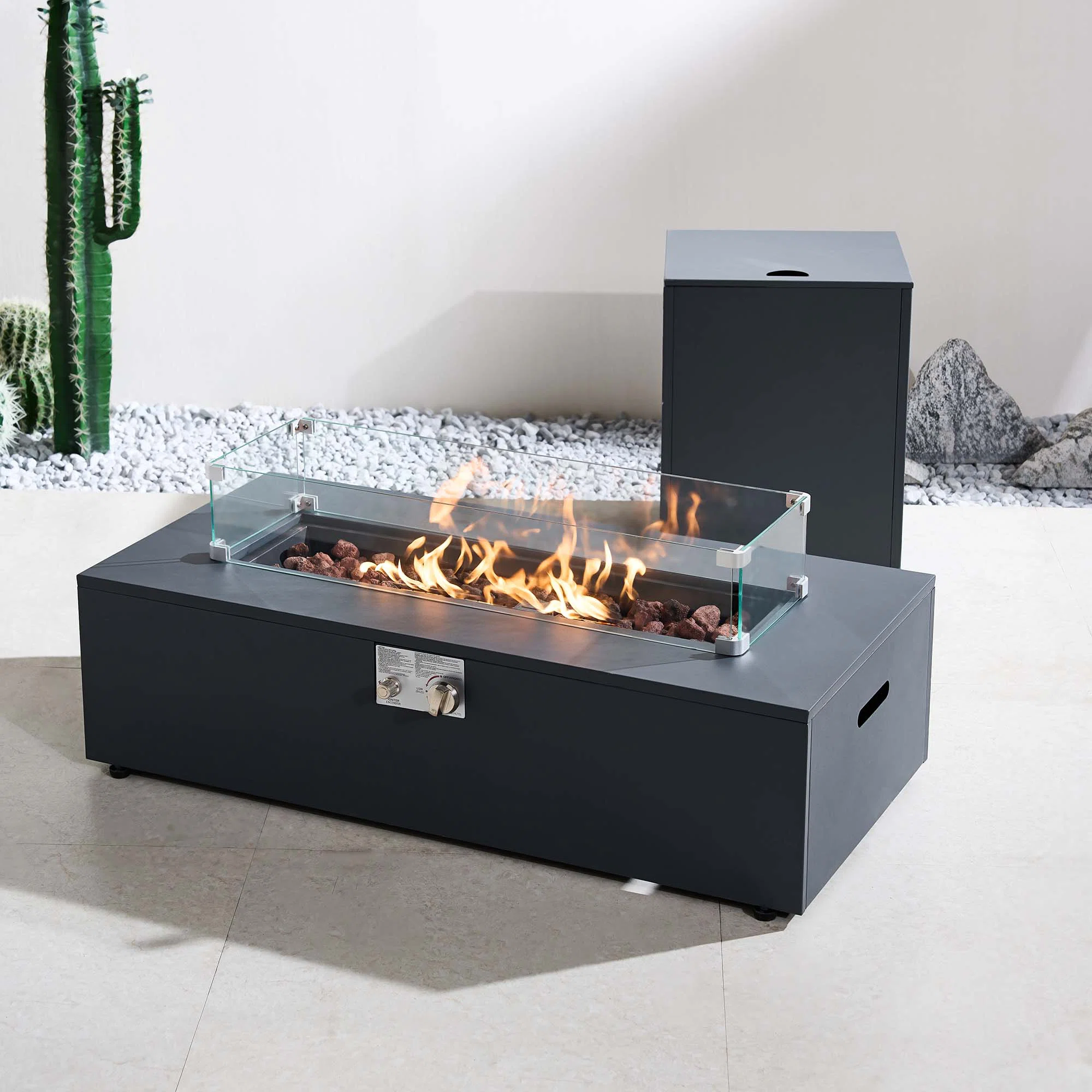12" H X 42" W Iron Propane Outdoor Fire Pit Table