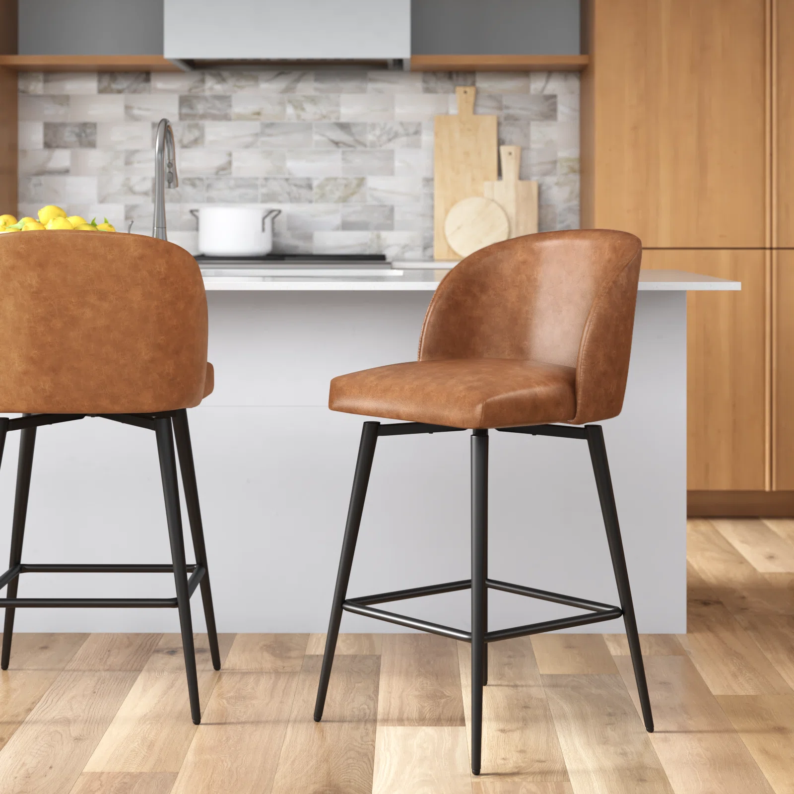 Benedit Swivel Counter & Bar Stool (Set of 2)