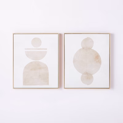 Set Of 2) 20" X 24" Abstract Shapes Framed Canvas Brown - Threshold™ Designed With Studio Mcgee