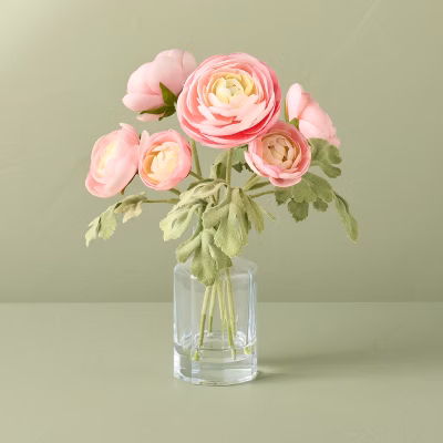 10" Small Ranunculus Artificial Flower Arrangement - Hearth & Hand™ With Magnolia