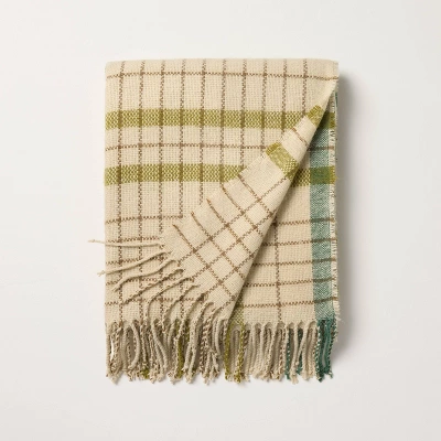 Plaid Lightweight Throw Blanket Green - Hearth & Hand™ With Magnolia