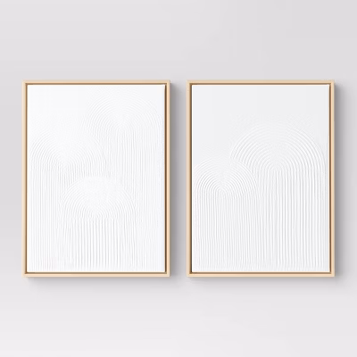 Set Of 2) 12" X 16" Rainbow Arches Framed Embellished Canvas Set - Threshold™: Modern Abstract Wall Art, Sawtooth Back Mount
