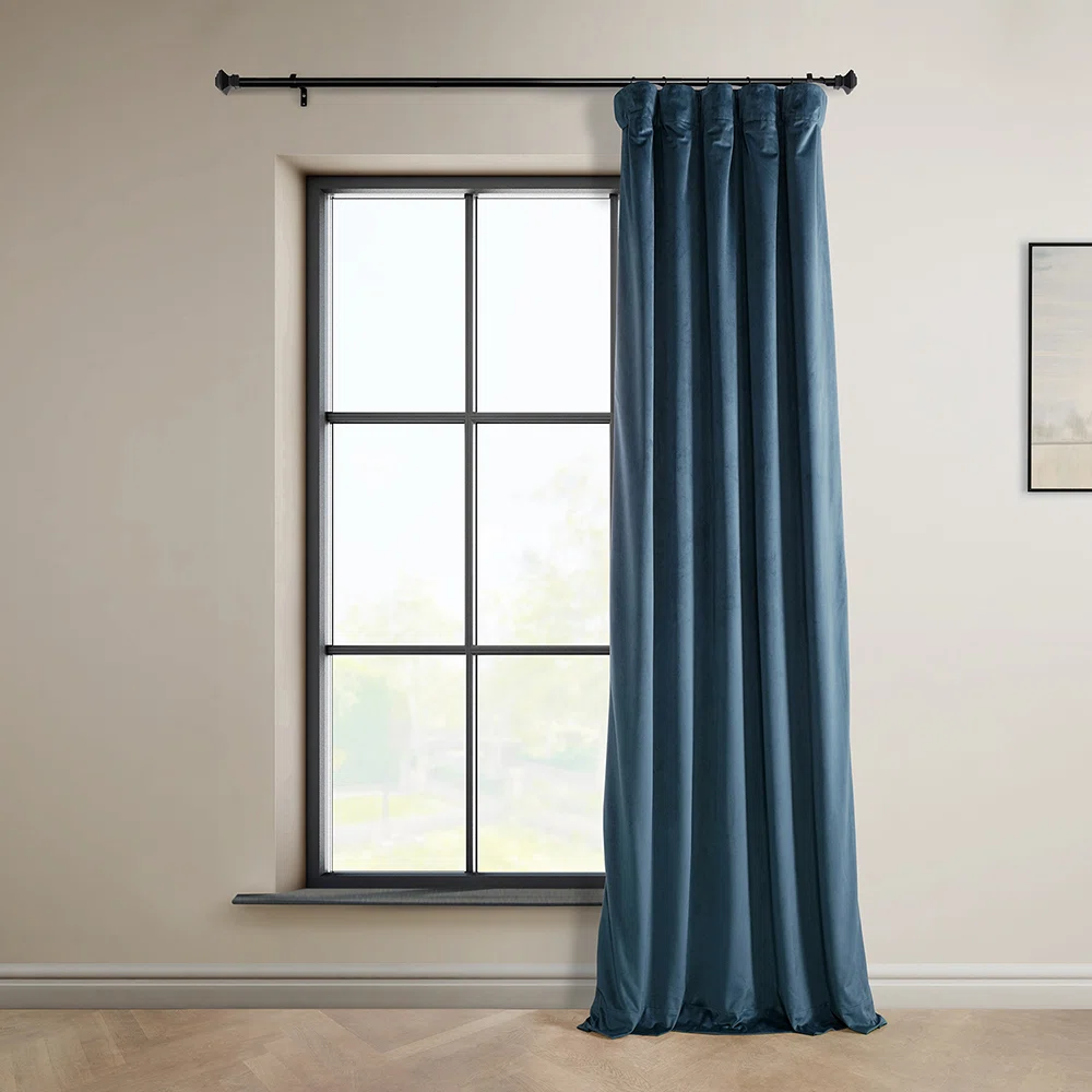Matra Plush Velvet Curtains for Bedroom - Room Darkening Curtains for Living Room Window Single Panel