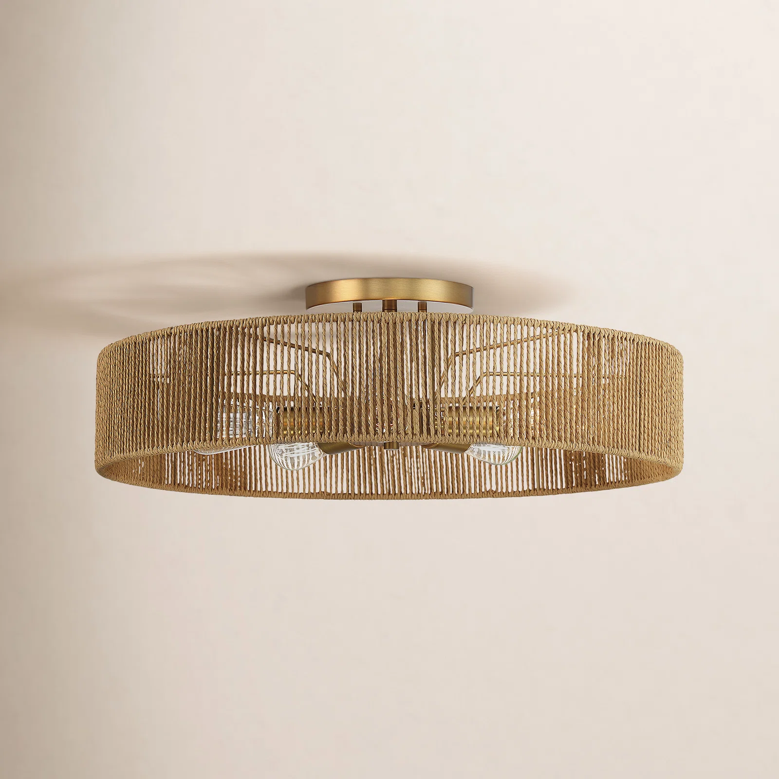 Julep 5-Light Ceiling Light in Warm Brass and Rope