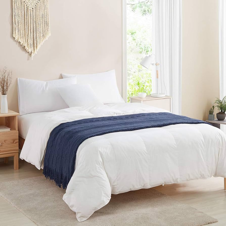 Navy throw blanket bed runner