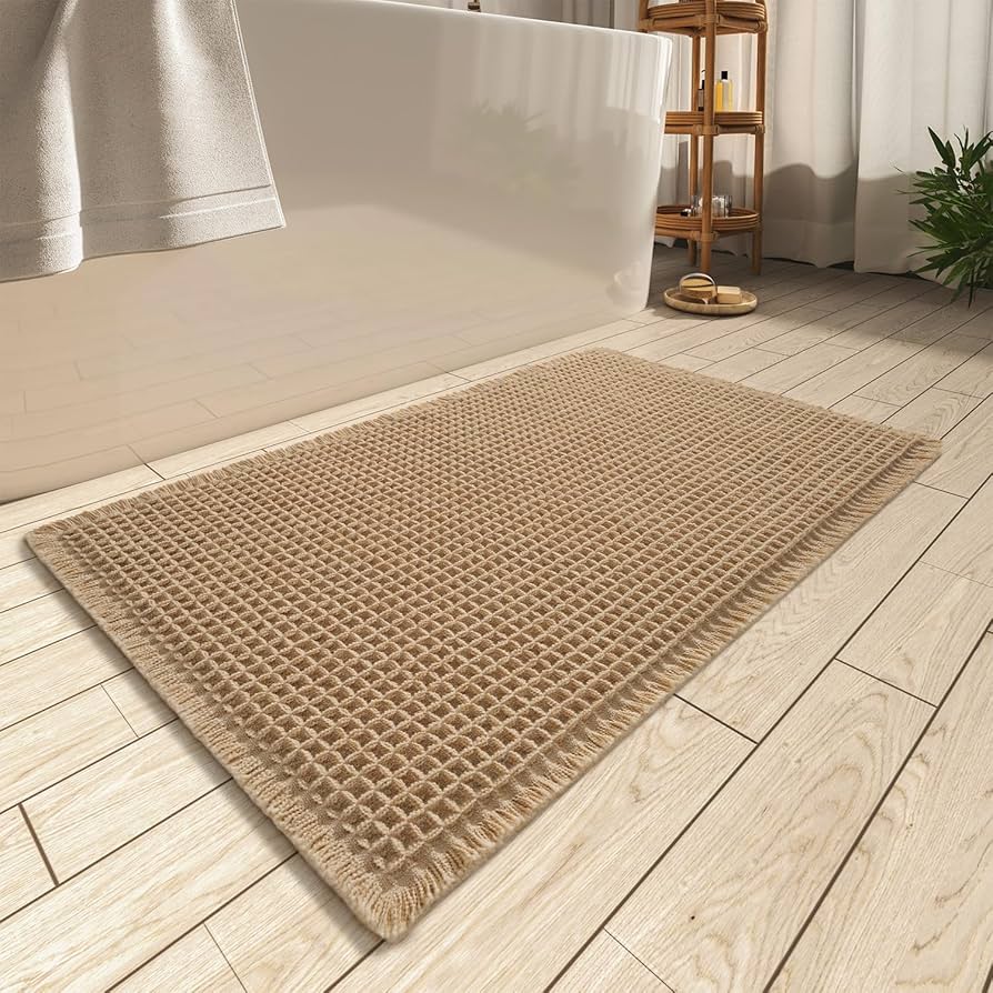 Waffle Bath Mat, Super Absorbent Non Slip 
