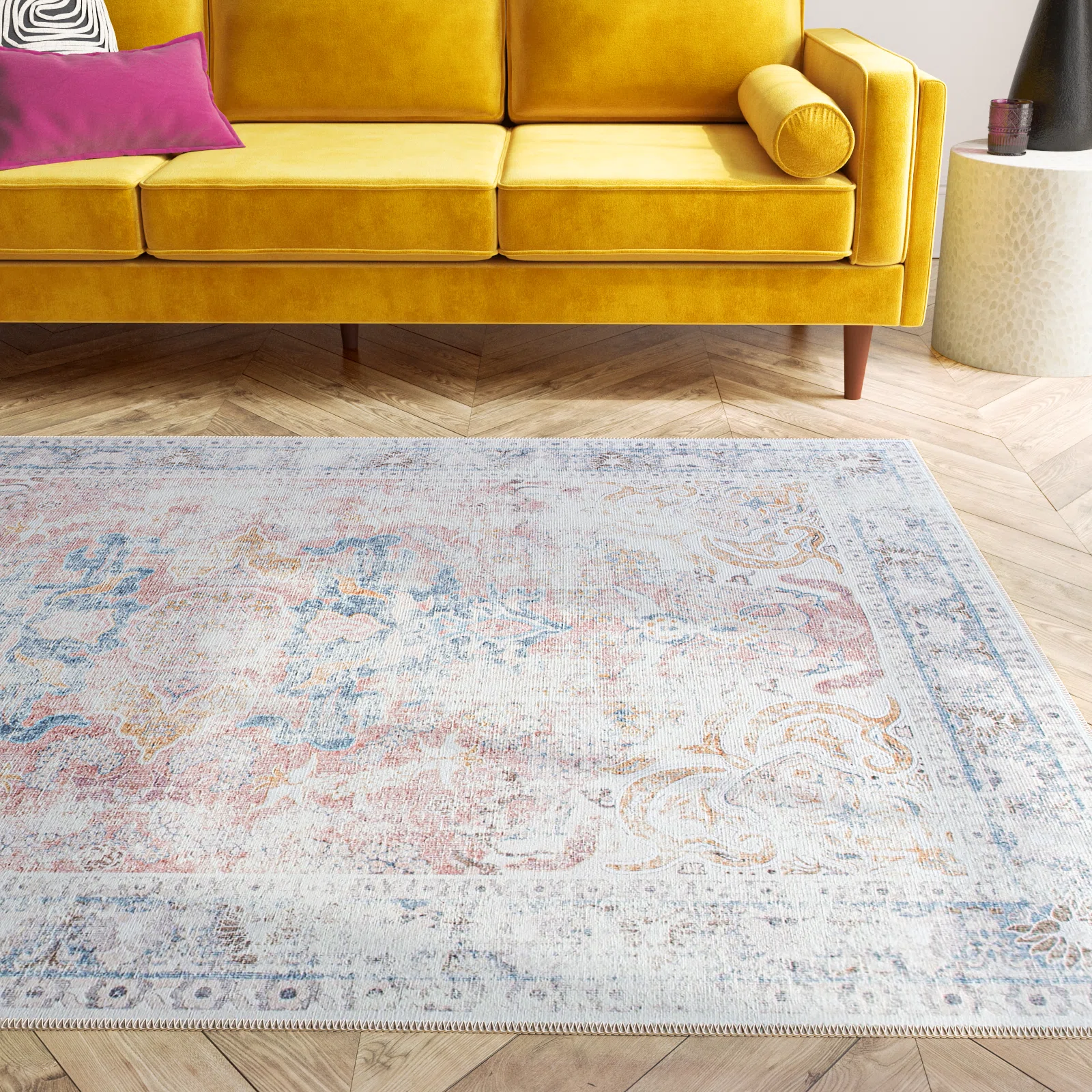Quinn Oriental Flatweave Machine Washable Polyester Performance Rug