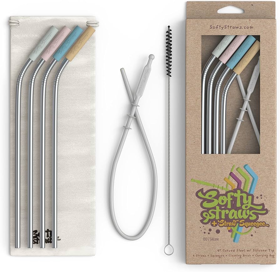Reusable Stainless Steel Drinking Straws With Silicone Tips
