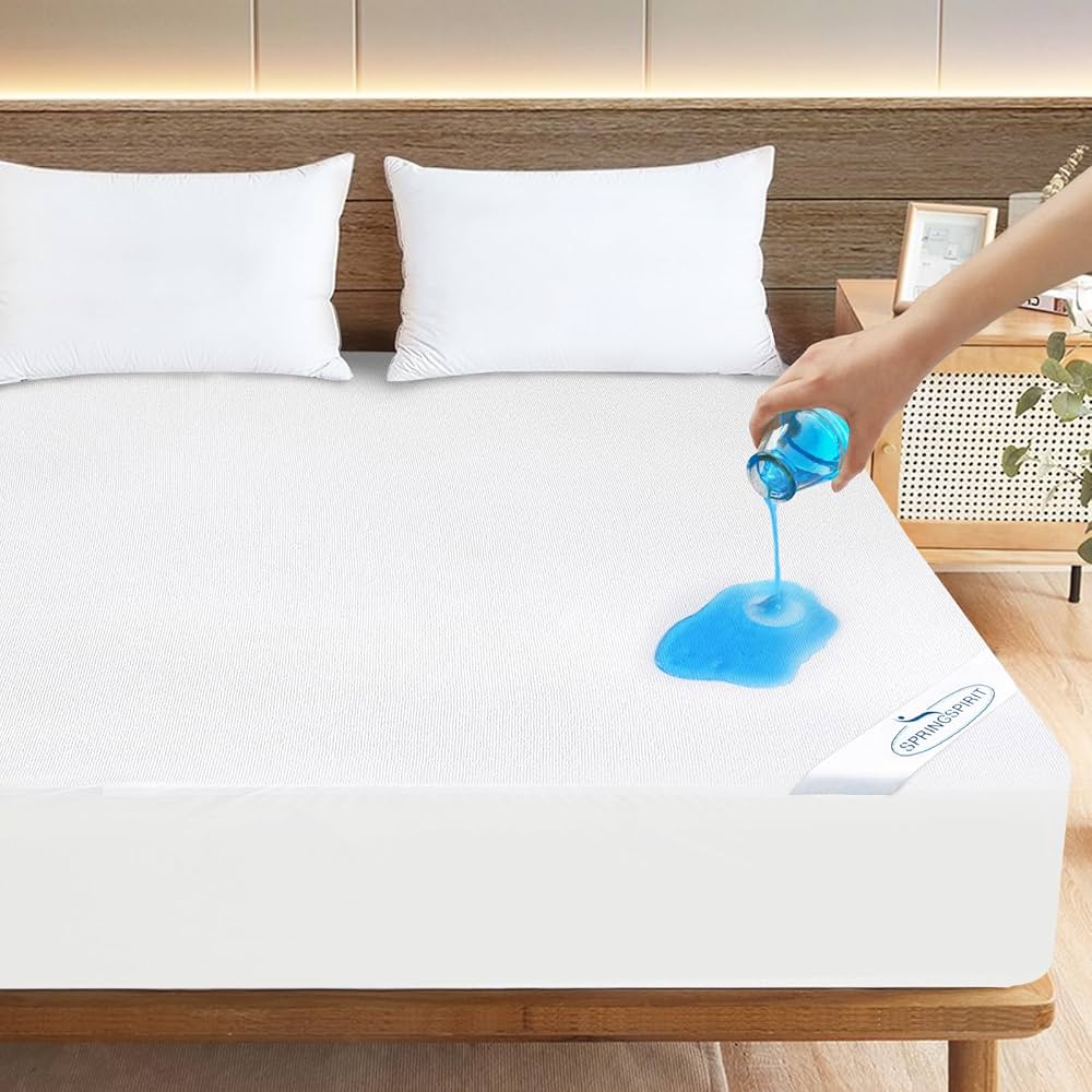 Queen Size Mattress Protector Waterproof, Premium 200 GSM Terry Mattress Cover, Soft & Breathable Bed Cover, Fitted Sheet Style Stretchable Deep Pockets 17" by Utopia Bedding (White)