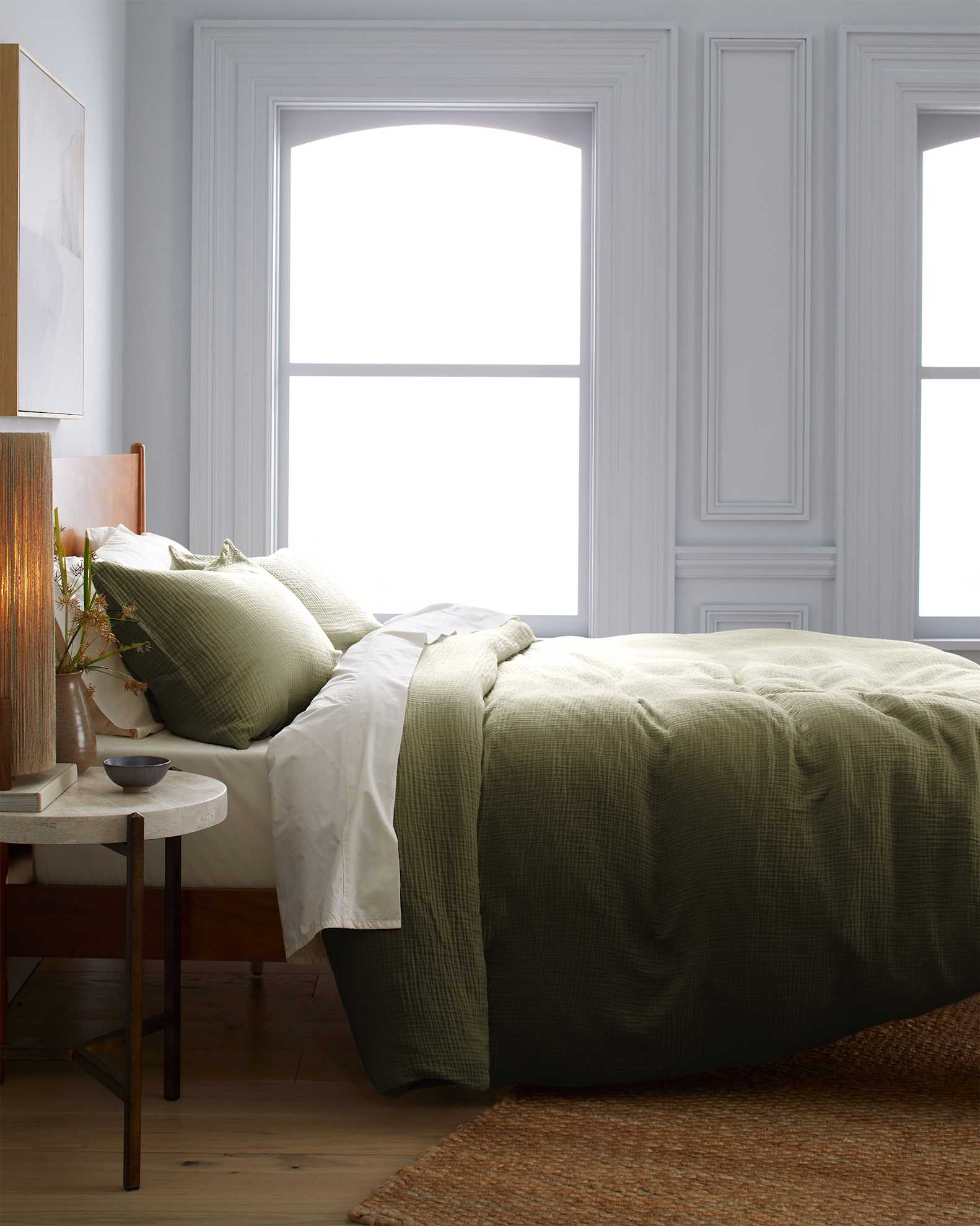 Organic Airy Gauze Duvet Cover Set | Olive | Guest Room