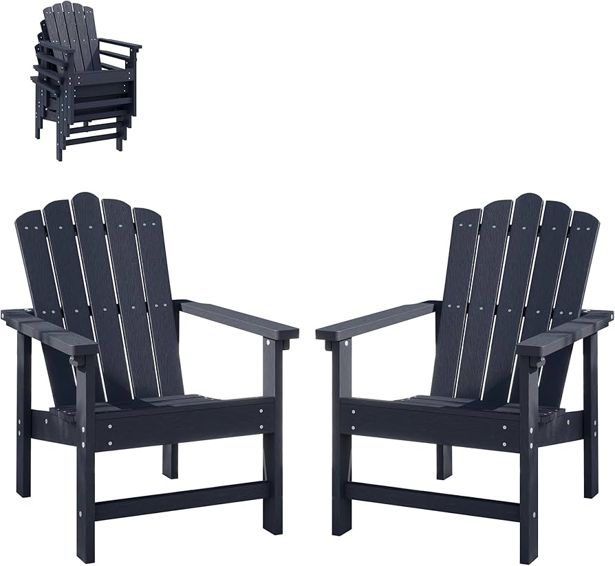 Acuel Stackable Hdpe Adirondack Chairs Set Of 2 – Durable