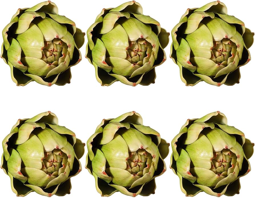 GiftYou 4-Pack Large Green Artificial Artichokes - Fake Vegetables and Faux Fruits for Kitchen Decorations (Green)
