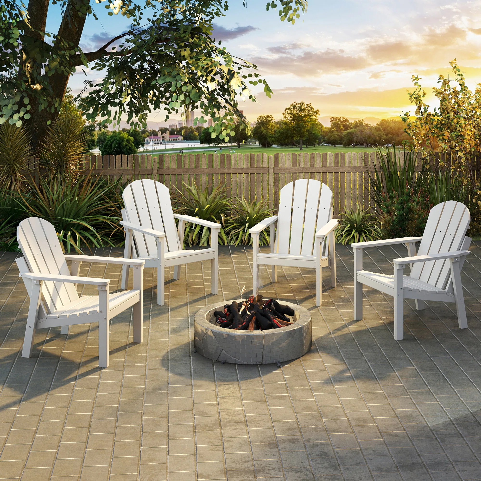Adirondack Chairs Hdpe Weather Resistant Outdoor Chair Black (Set Of 4)