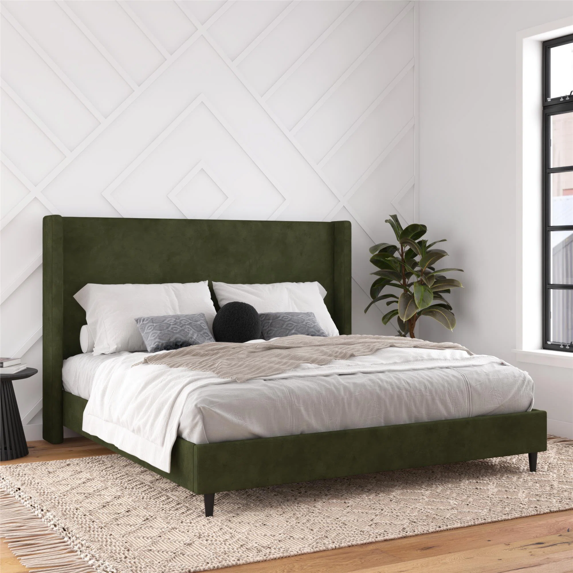 Ana King Upholstered Wingback Bed