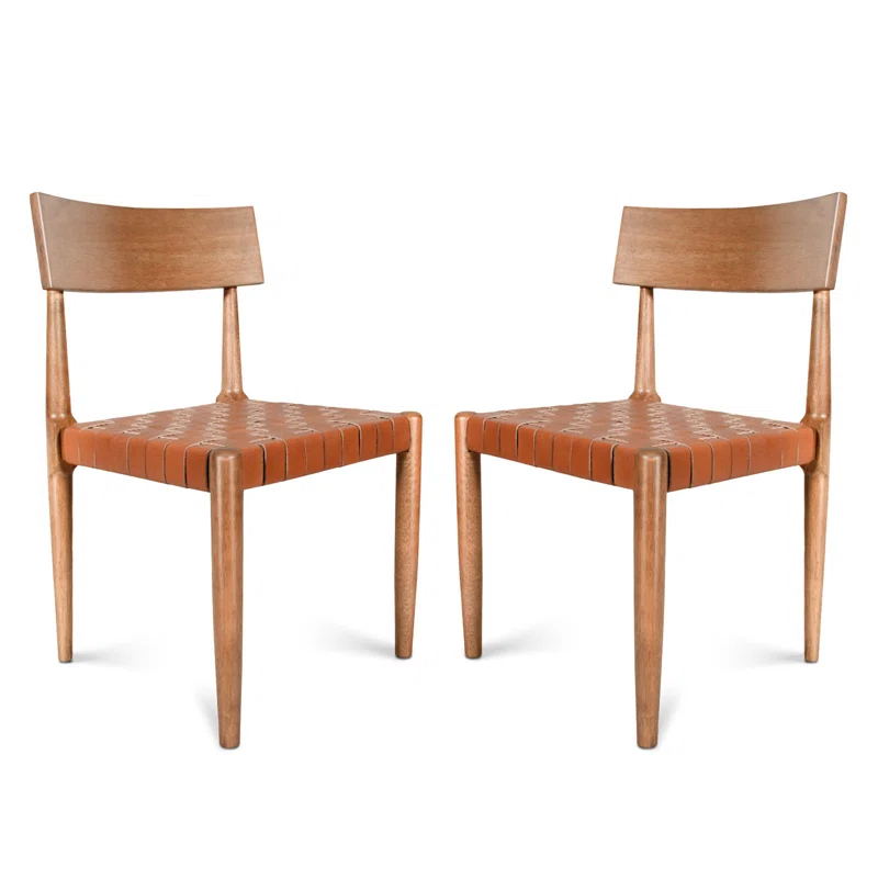 Wogina Solid Back Side Woven Genuine Leather Chair
