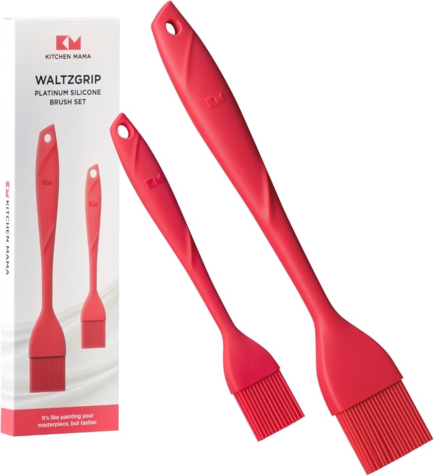 Kitchen Mama WaltzGrip Platinum Silicone Basting Pastry Brush: Set of 2 Heat-Resistant Brushes Utensils for Cooking, Baking, Grilling, Barbecue, and Spreading Oil, Butter, Egg (Yellow)