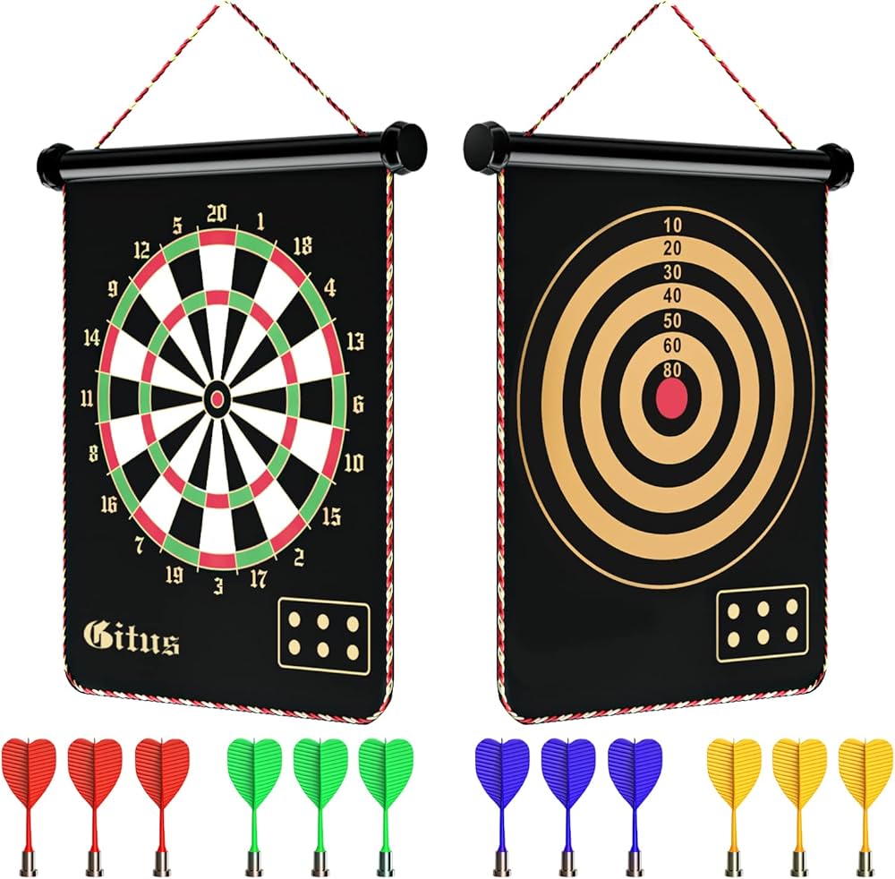 Gitus Magnetic Dart Board Indoor Outdoor Games for Kids with 12 Darts, Gifts for Teenage Boys Teen Boy Gift Ideas Gifts for Boys 8 9 10 11 12 13 14 Years Old Game Room Decor