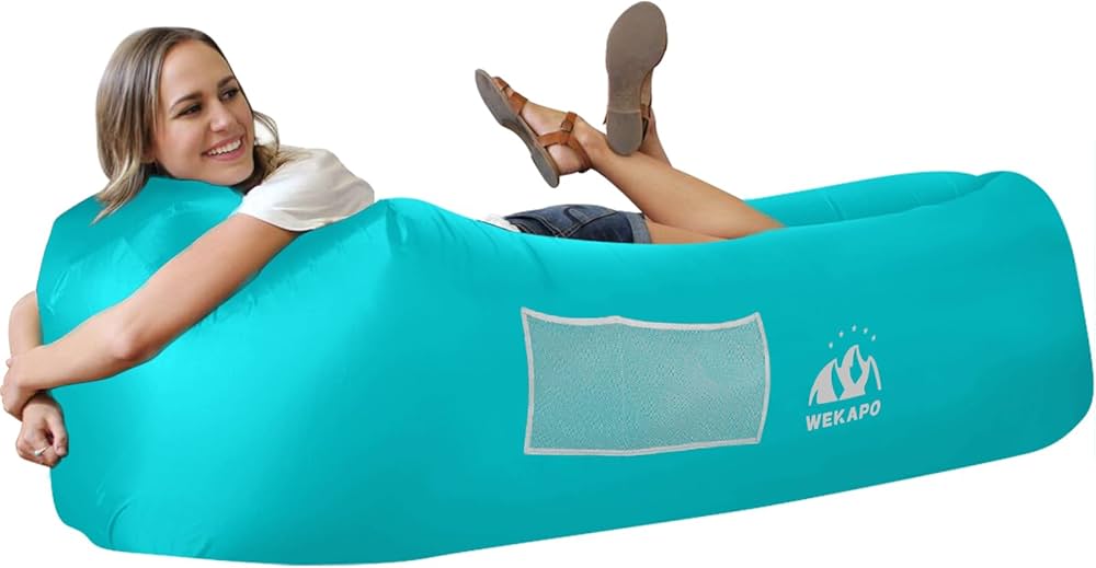 WEKAPO Inflatable Couch Air Lounger Chair - Camping & Beach Accessories, Portable Blow up Sofa for Hiking, Lawn, Indoor/Outdoor Movies & Music Festivals. Lightweight and Easy to Set Up Air Hammock