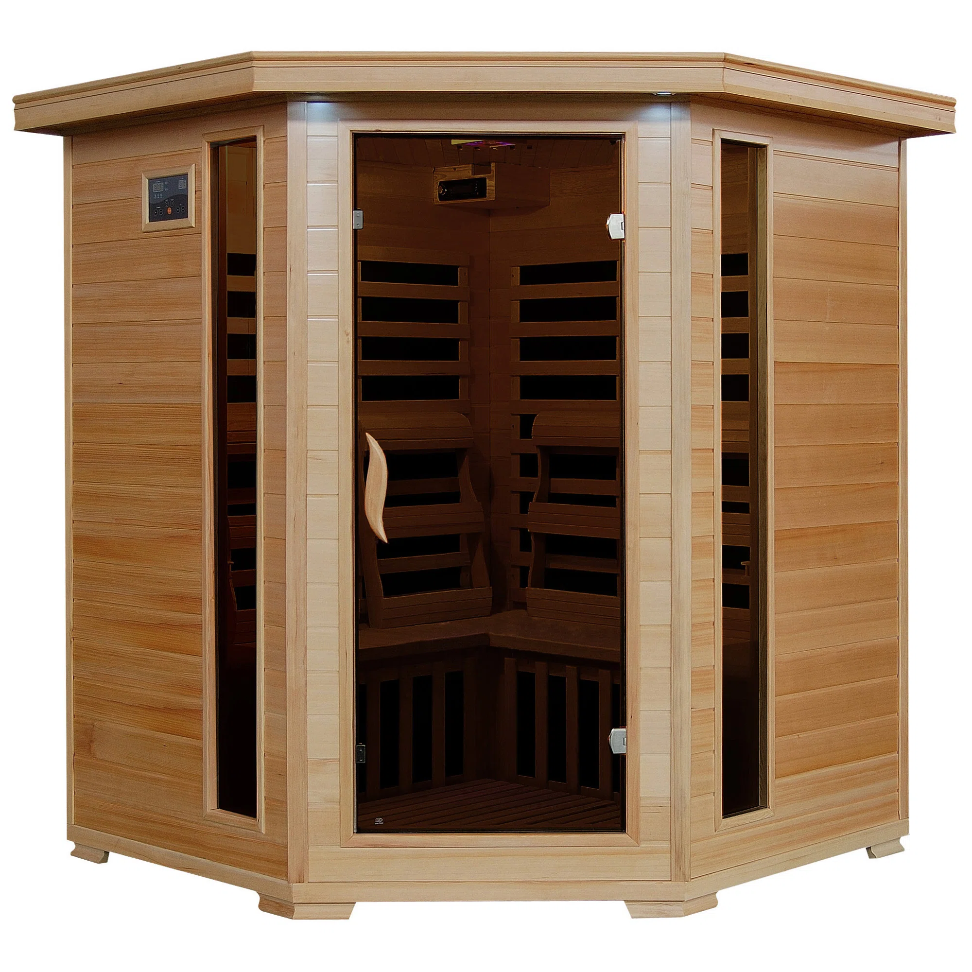 Heatwave 4-Person Hemlock Corner Infrared Sauna with 10 Carbon Heaters