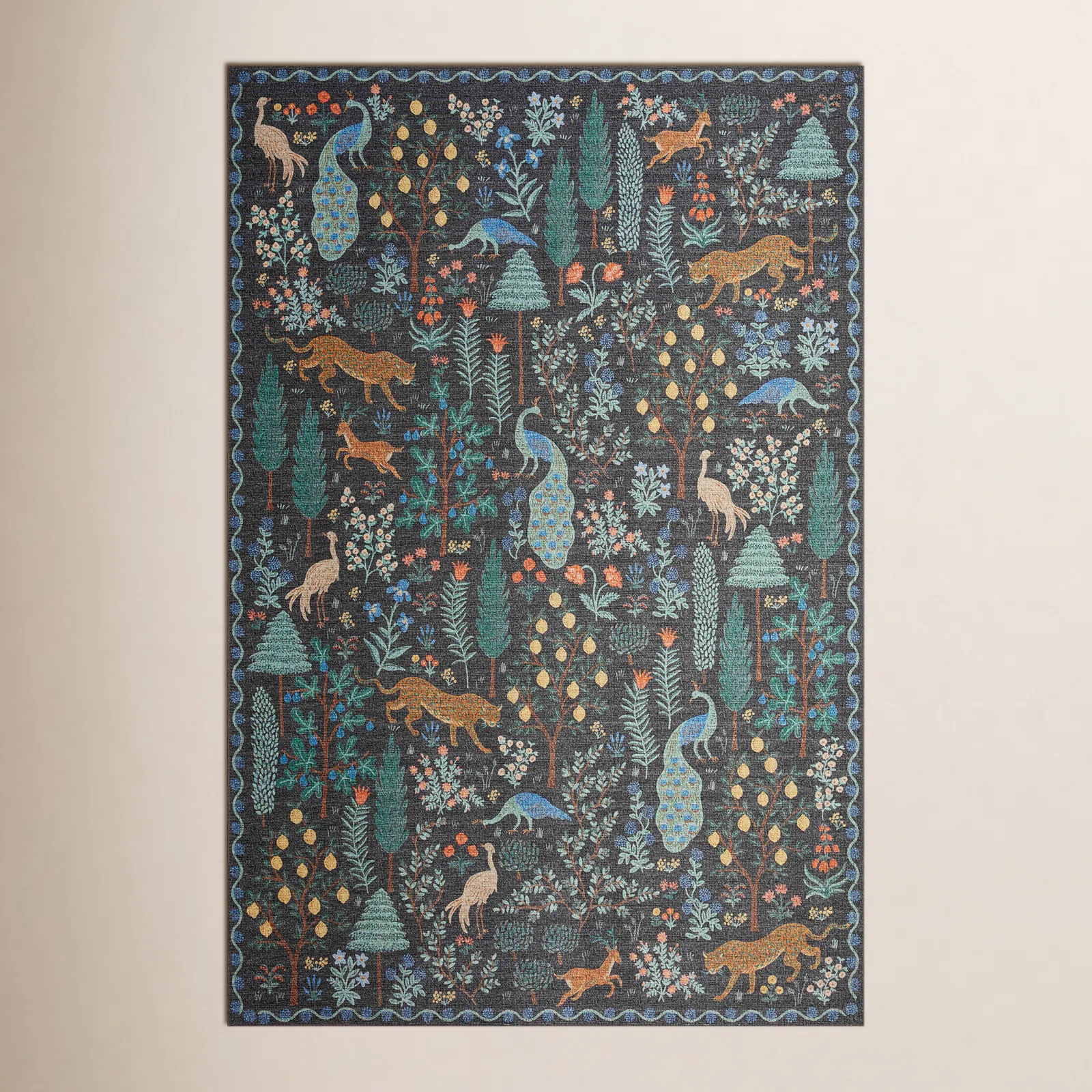 Rifle Paper Co. x Loloi Menagerie MEN-02 Forest Black Rug