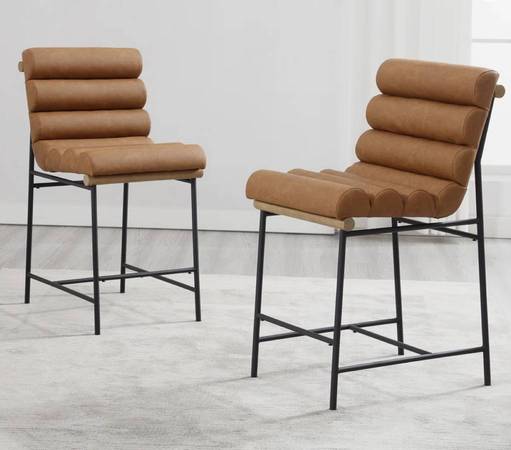 17 Stories Mutsuo Upholstered Faux Leather Counter Stool With Metal Frame Chic Arm Less Counter Height Bar Stool For Coffee Barkitchen Island