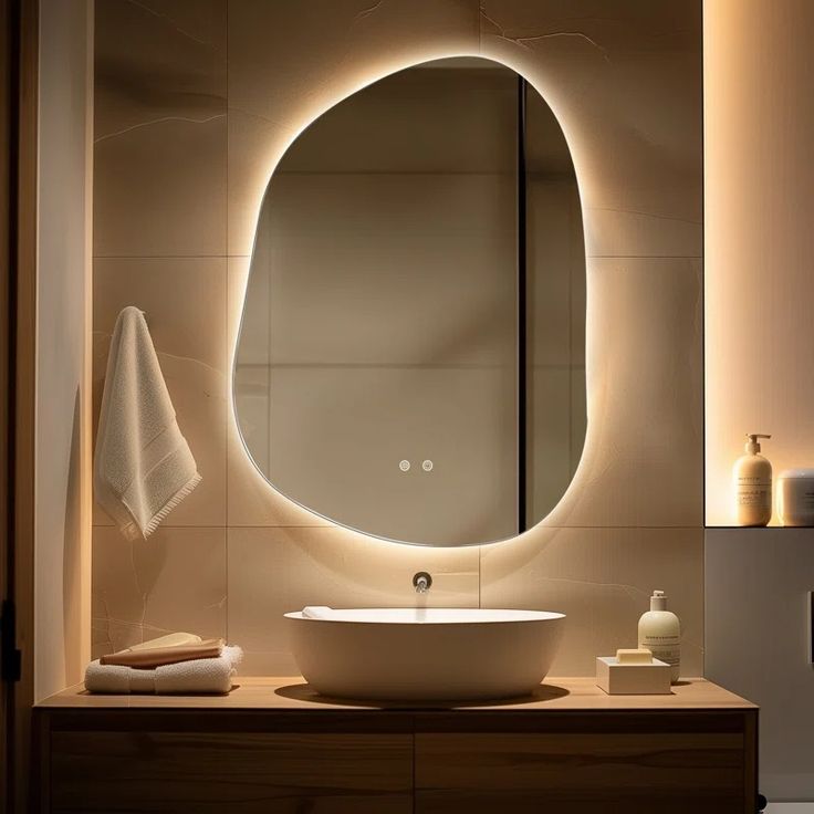 Wrought Studio Dibbrun Frameless Lighted Bathroom Mirror Anti Fog Led Wall Mirror
