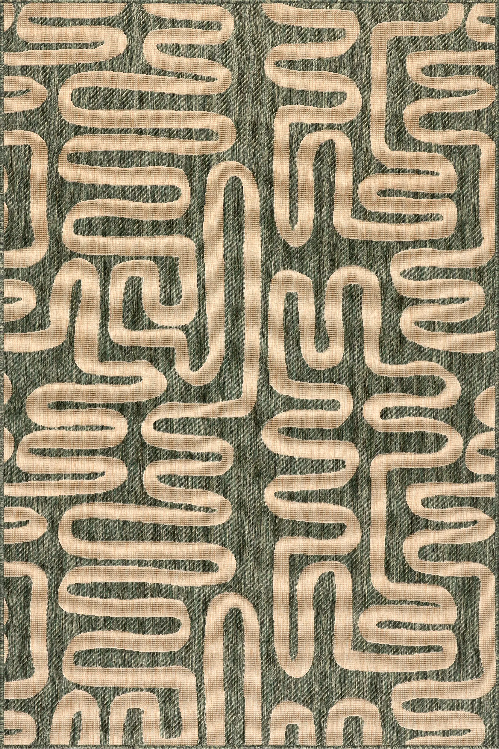 Elowyn Abstract Maze Indoor/outdoor Rug | Green