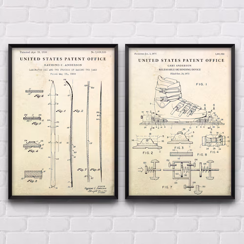 Skis Ski Boots Patent Posters Winter