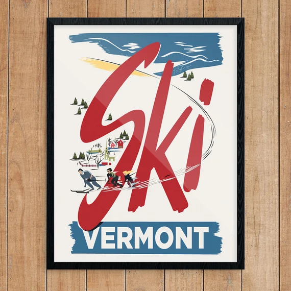 Ski Vermont Vintage Style Ski Poster