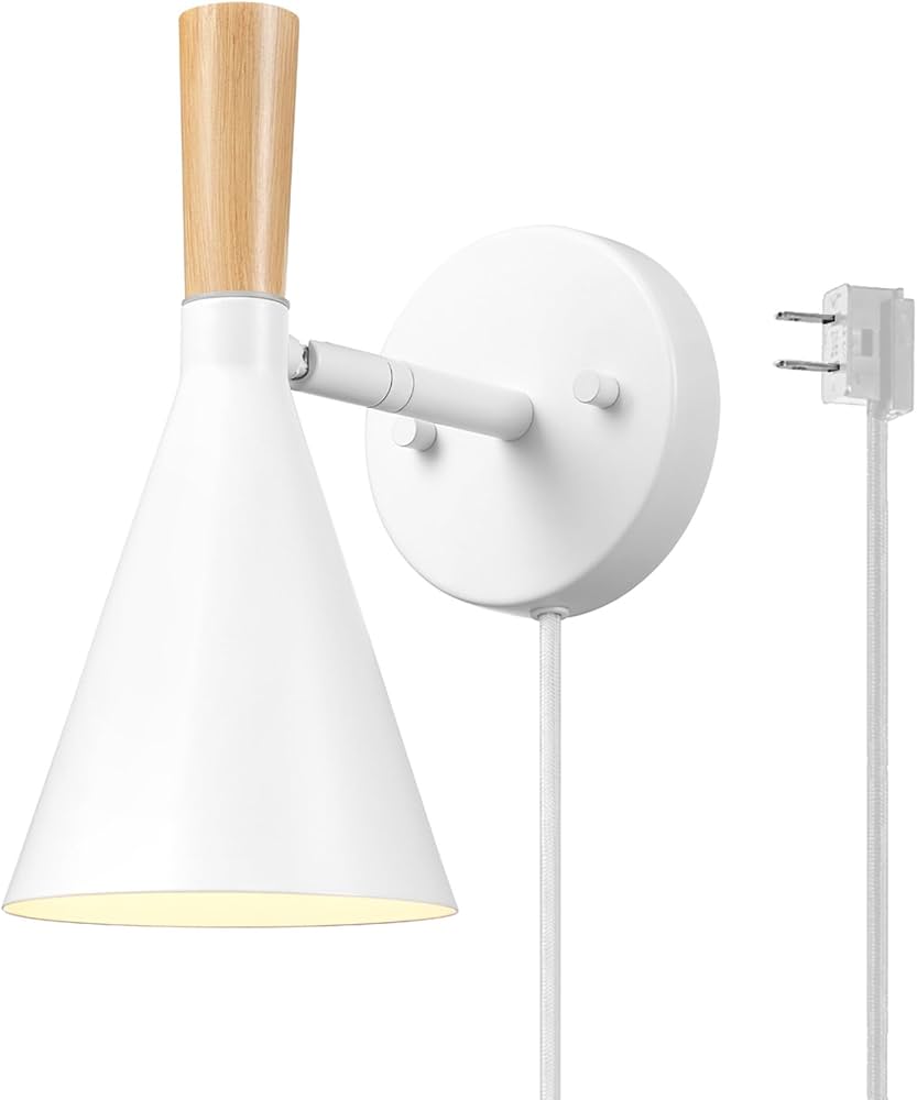 Globe Electric 1-Light Plug-in or Hardwire Wall Sconce, Matte White