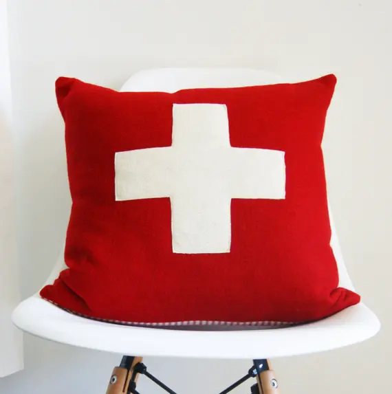 Wool Pillow Cover Red And White First