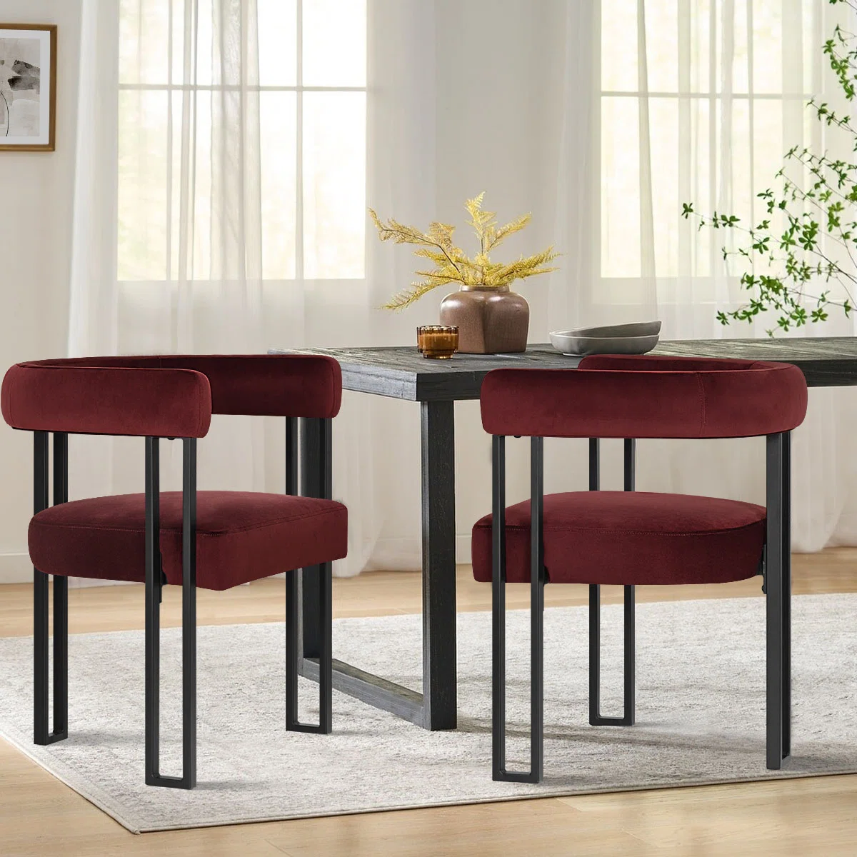 Adelyn 18" Seat Height Velvet Upholstered Kitchen Dining Armchair