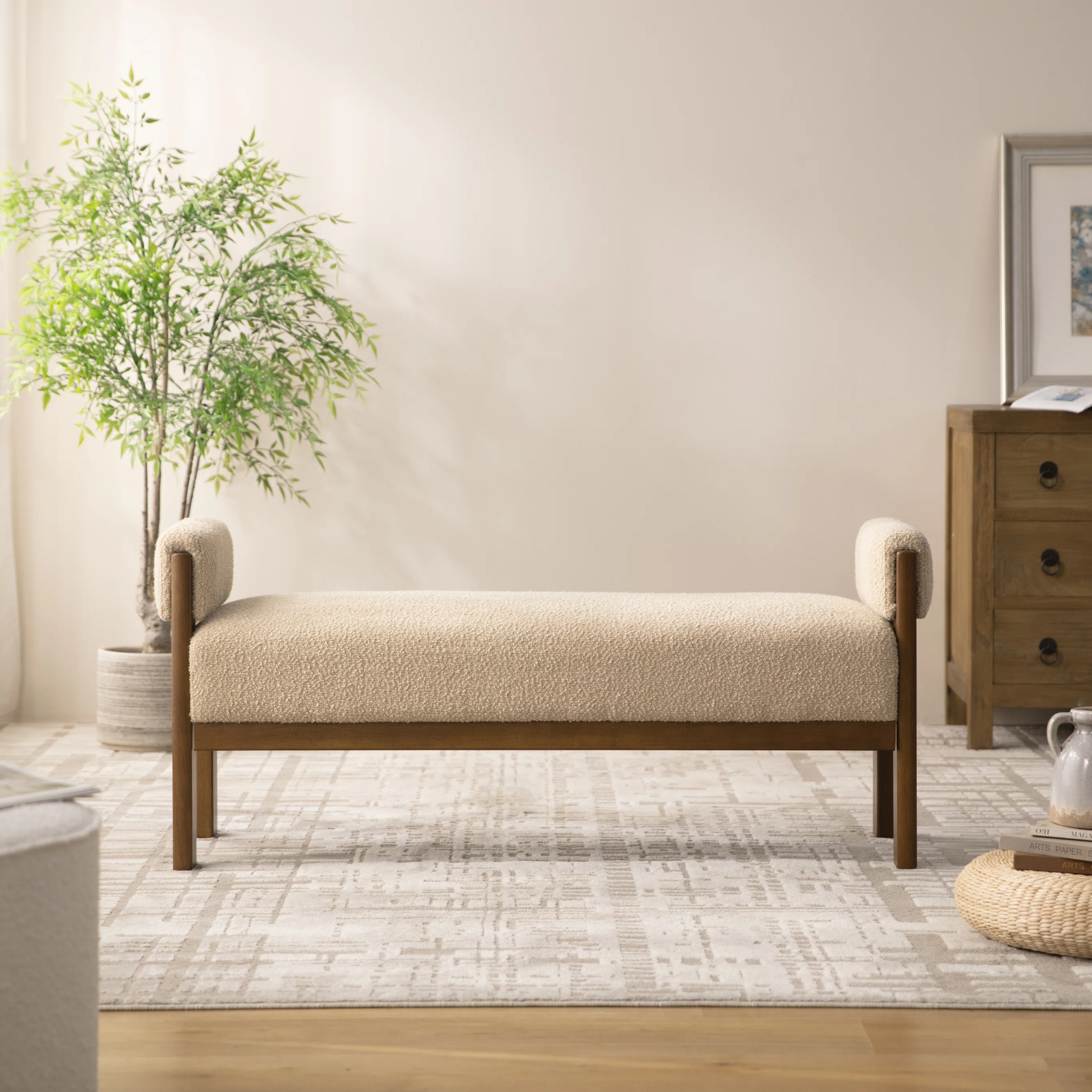 Modern Upholstered Bench Bed End Ottoman