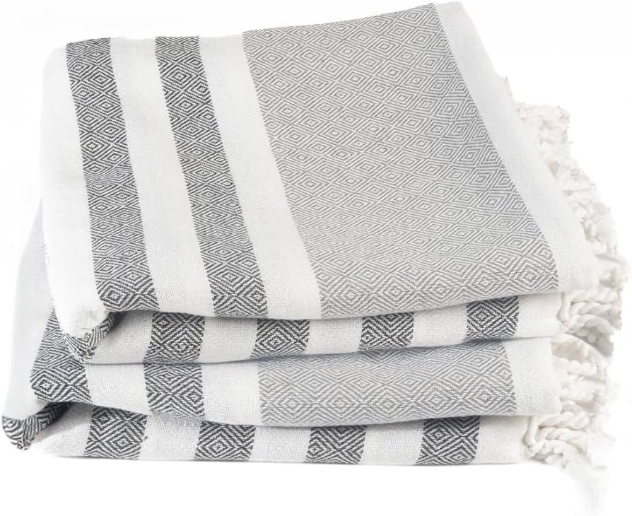 9Threads Cotton Turkish Beach Towel with Towels Oversized 36"x72" Pool Absorbent Extra Large Quick Dry Sand Travel Towel (Mélange Drift, 4 Pack)