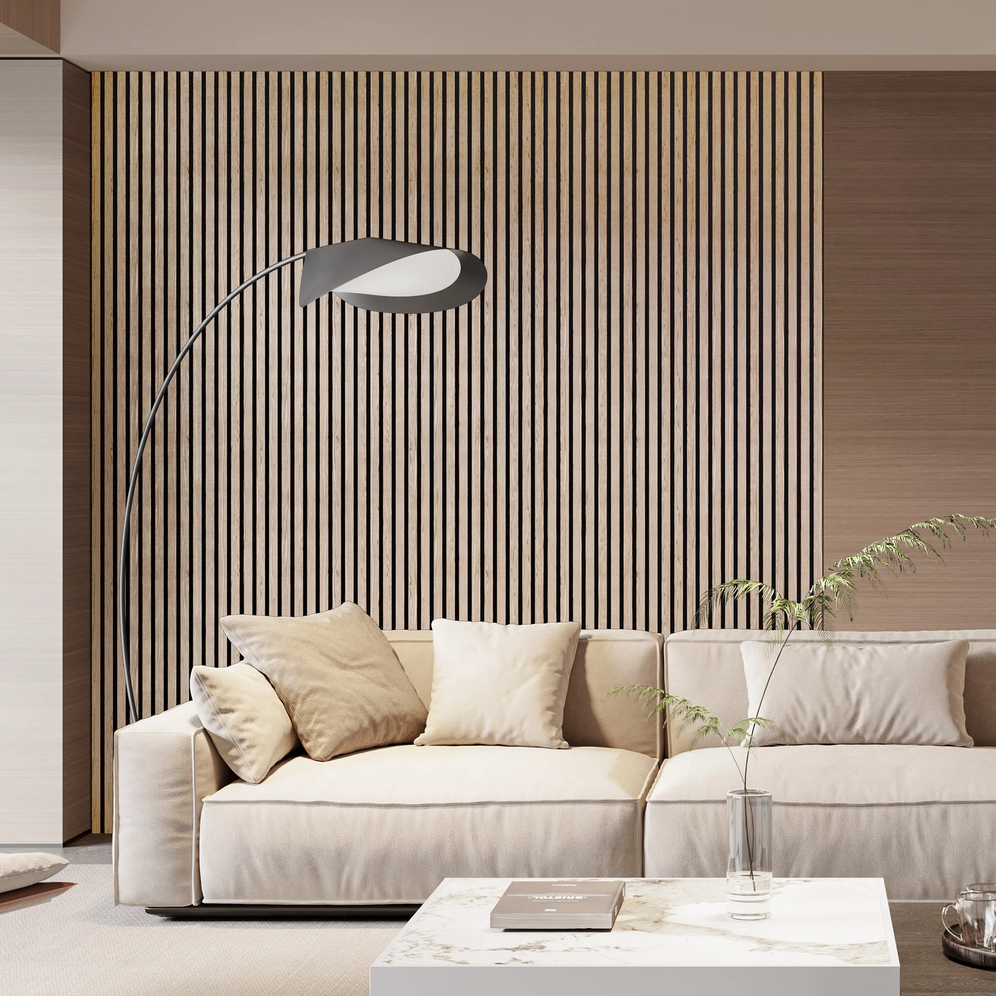 2 PCS&nbsp;106"L x 20.5"W & 94.5''&nbsp;Lx 24"W Acoustic Slat Wall Panels, Eco-Wood Look for Home/Office Wall & Ceiling