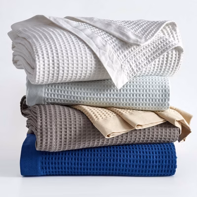 100% Cotton Waffle Weave All-season Bed Blanket - Great Bay Home (king, White