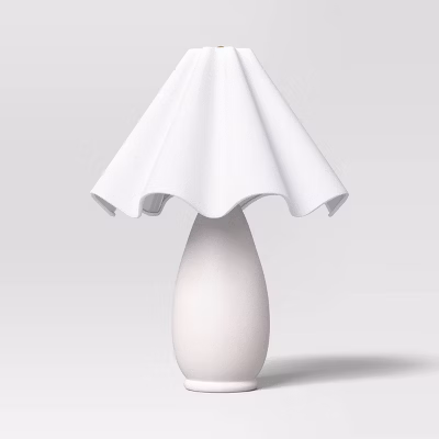 Wavy Shade Collection With Ceramic Base Table Lamp White - Threshold