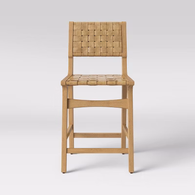 24" Ceylon Woven Counter Height Barstool With Footrest Natural - Threshold