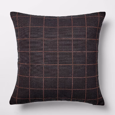Square Woven Grid Pillow Navy/burgundy - Threshold™ Designed With Studio Mcgee