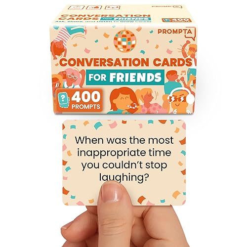 400 Conversation Cards for Friends – Funny Get to Know You Game With Open-Ended Questions to Spark Laughter, Stories, and Deeper Friendships - Great for Game Night and Hangouts - 2.5" x 1.75" Cards