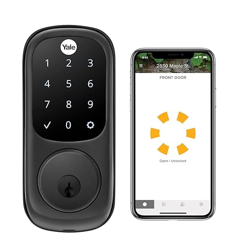 Yale Assure Lock with Wi-Fi – Black Suede Smart Lock for Front Door with Touchscreen Keypad, App Control, Backup Key, and Deadbolt – Secure Keyless Entry Door Lock, YRD226-CBA-BSP