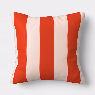 16"x16" Reversible Cabana Stripe Pillow Pink/orange - Room Essentials