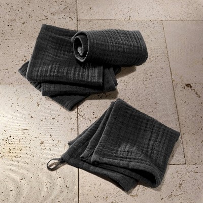5pk Organic Gauze Washcloth Set Black - Casaluna